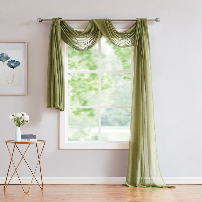 Red Co. Semi Sheer Window Scarf, Decorative Curtain Accent Window Valance