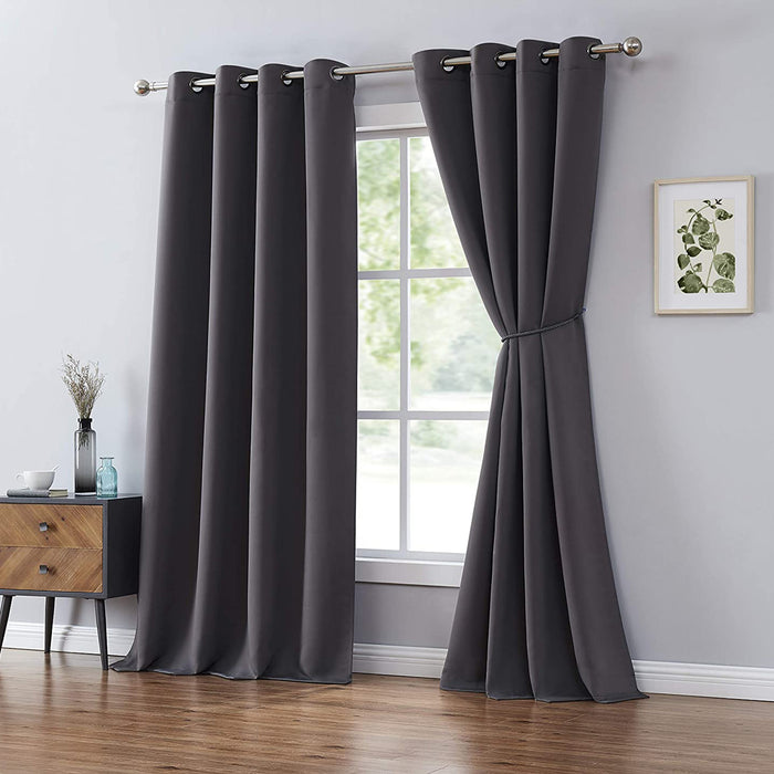 Red Co. Blackout Curtain with Grommets and Rope Tieback - Single Panel