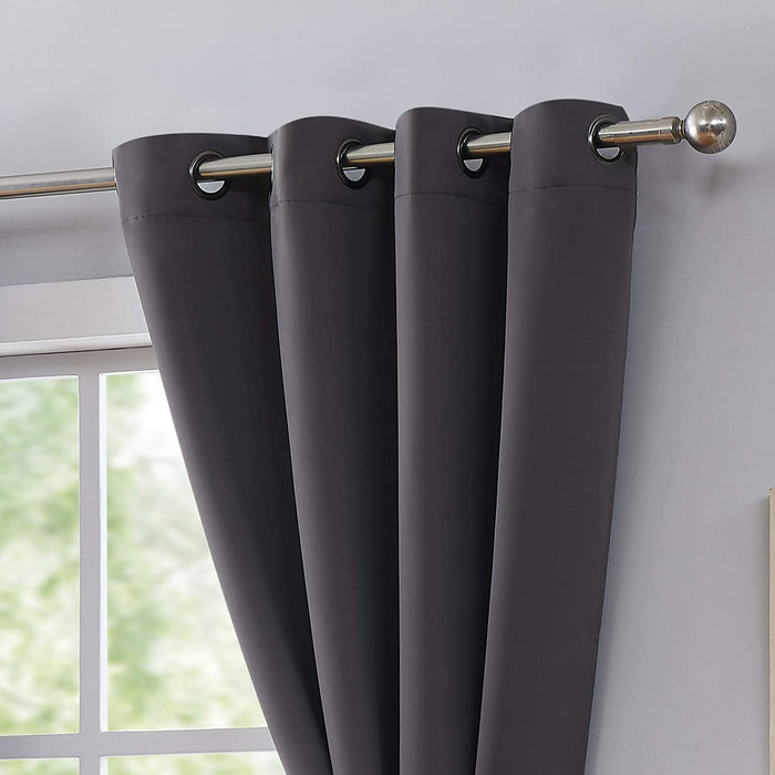 Red Co. Blackout Curtain with Grommets and Rope Tieback - Single Panel