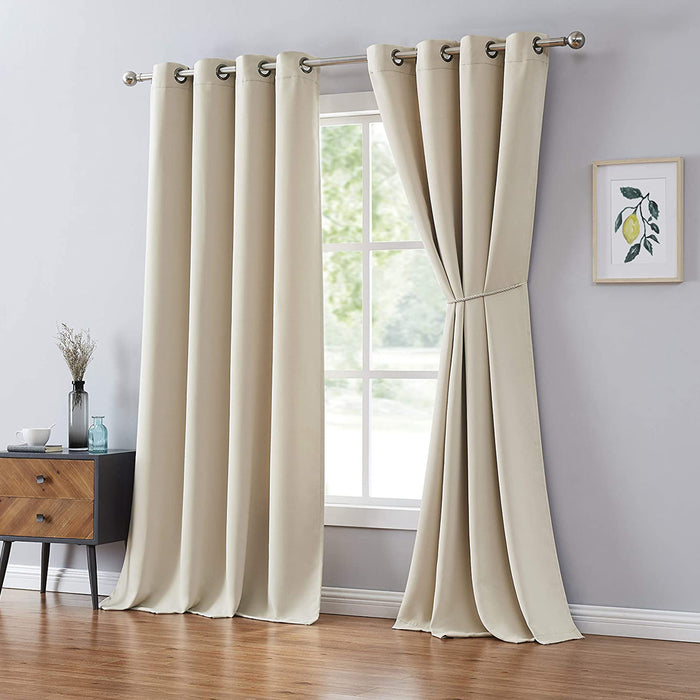 Red Co. Blackout Curtain with Grommets and Rope Tieback - Single Panel