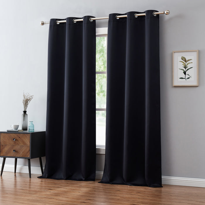 Red Co. Blackout Curtains with Grommets and Rope Tiebacks - 2 Panel Set