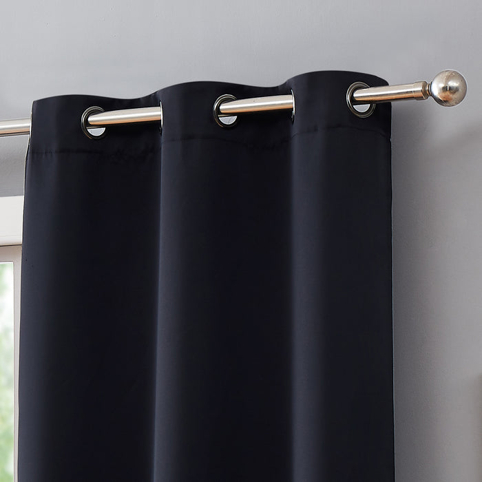 Red Co. Blackout Curtains with Grommets and Rope Tiebacks - 2 Panel Set