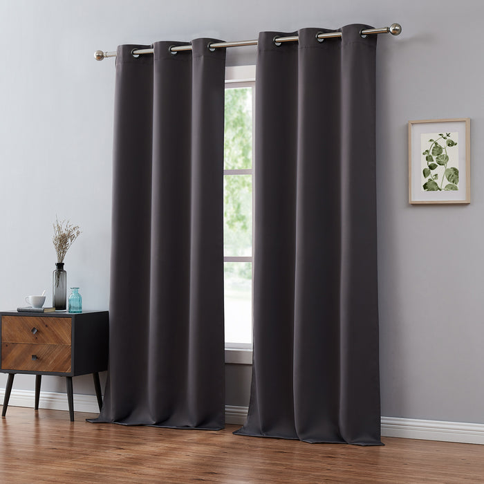 Red Co. Blackout Curtains with Grommets and Rope Tiebacks - 2 Panel Set