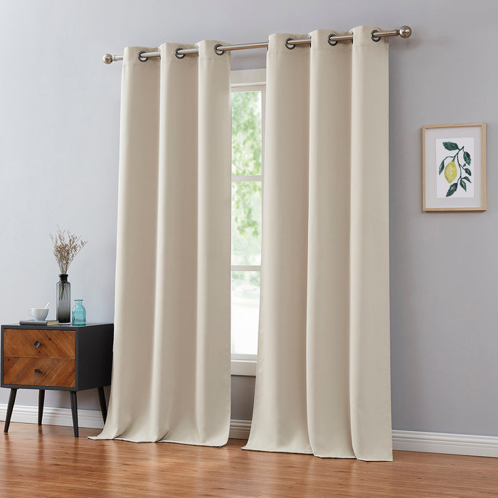 Red Co. Blackout Curtains with Grommets and Rope Tiebacks - 2 Panel Set