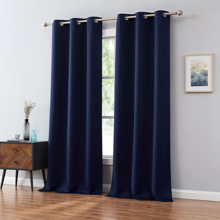 Red Co. Blackout Curtains with Grommets and Rope Tiebacks - 2 Panel Set