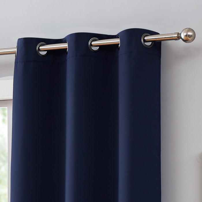 Red Co. Blackout Curtains with Grommets and Rope Tiebacks - 2 Panel Set