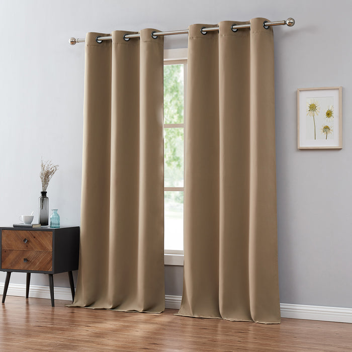 Red Co. Blackout Curtains with Grommets and Rope Tiebacks - 2 Panel Set