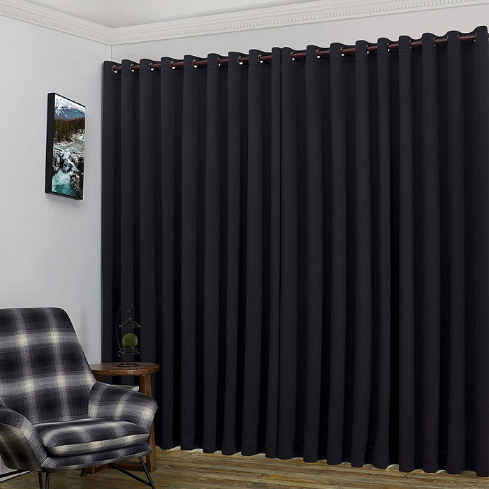 Red Co. Wall to Wall Thermal Blackout Drapes with Grommets and Tiebacks - 2 Panel Set