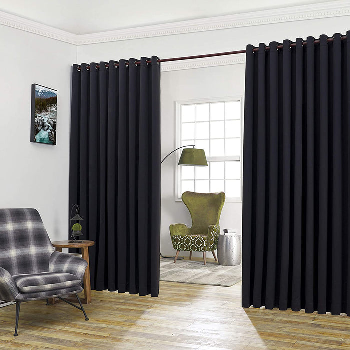 Red Co. Wall to Wall Thermal Blackout Drapes with Grommets and Tiebacks - 2 Panel Set