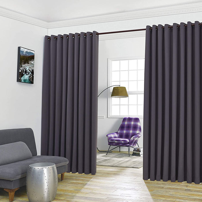 Red Co. Wall to Wall Thermal Blackout Drapes with Grommets and Tiebacks - 2 Panel Set