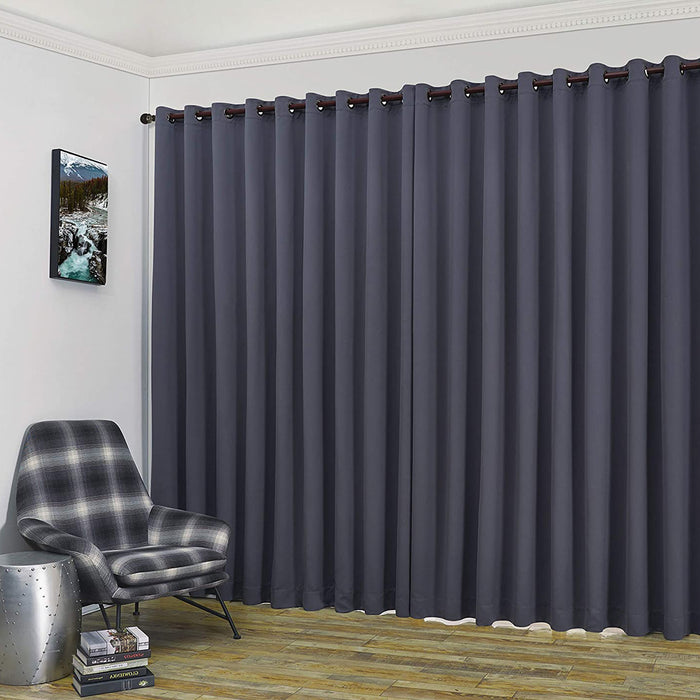 Red Co. Wall to Wall Thermal Blackout Drapes with Grommets and Tiebacks - 2 Panel Set