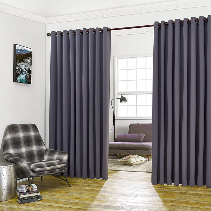 Red Co. Wall to Wall Thermal Blackout Drapes with Grommets and Tiebacks - 2 Panel Set