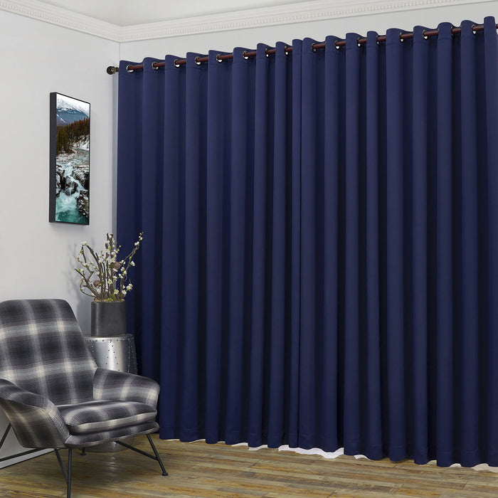 Red Co. Wall to Wall Thermal Blackout Drapes with Grommets and Tiebacks - 2 Panel Set