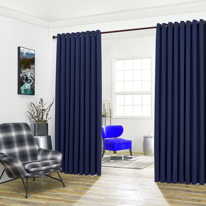 Red Co. Wall to Wall Thermal Blackout Drapes with Grommets and Tiebacks - 2 Panel Set