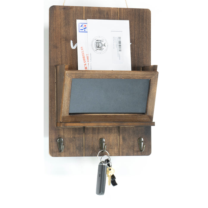 Red Co. 10” x 14” Wooden Wall Key Holder with 3 Metal Hooks and Chalkboard Shelf – You Had Me at Woof