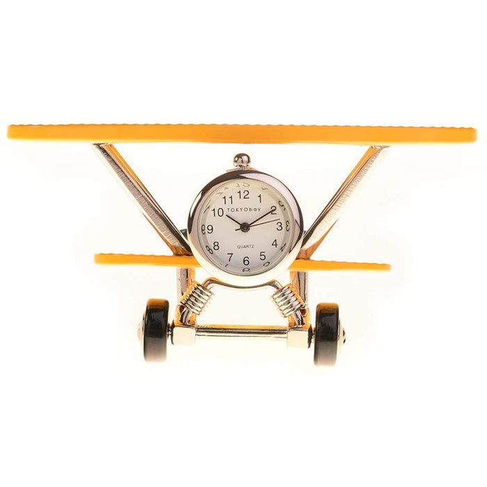 Red Co. Miniature Retro Aircraft Plane, Novelty Desk Table Desktop Collectors Clock - 3.5"