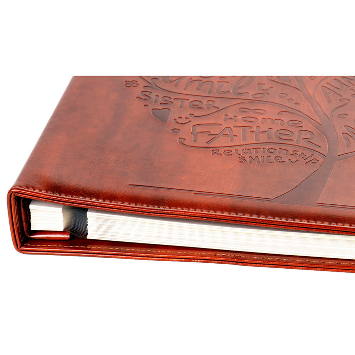 Red Co. Brown Faux Leather Photo Album with Self Adhesive Sheets — Hold Up to 8x10 Prints