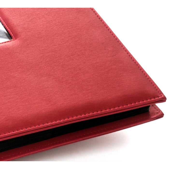 Red Co. Faux Leather Family Photo Album with Front Cover Window Frame – Holds 600 4x6 Photographs