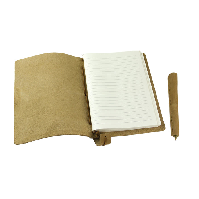 Red Co, Classic Soft Bonded Leather Journal With Matching Pen, 240 Lined Pages, Tan