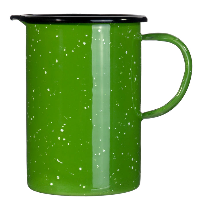 Red Co. Green Speckled Enameled Tin Pitcher with Black Rim, 32 oz Capacity, Perfect for Holiday Parties and Dinners