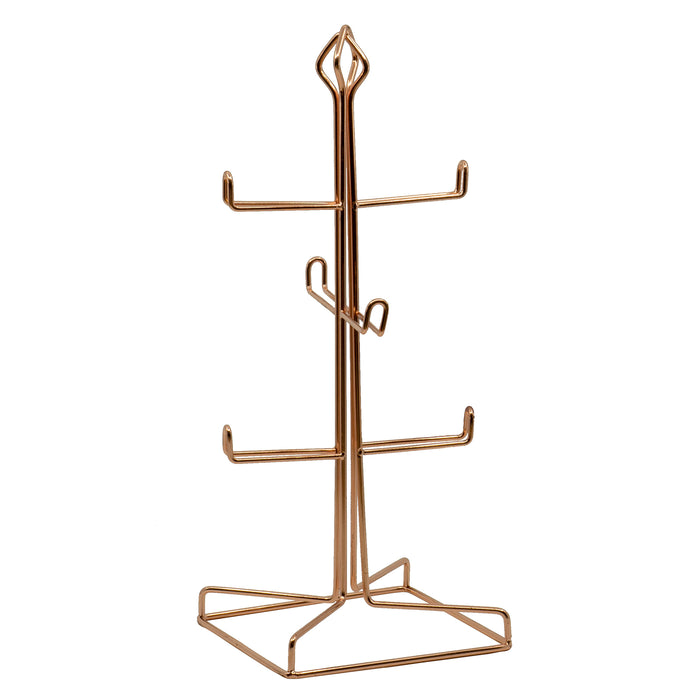 Red Co. Decorative Rose Gold Mug Tree Metal Kitchen Countertop Cup Holder Stand with 6 Hooks - 14" x 5.5"