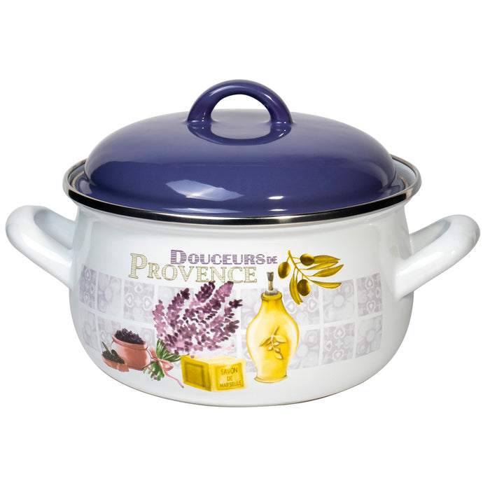 Enamel On Steel Round Covered Stockpot - Pasta Stock Stew Soup Casserole Dish Cooking Pot with Lid