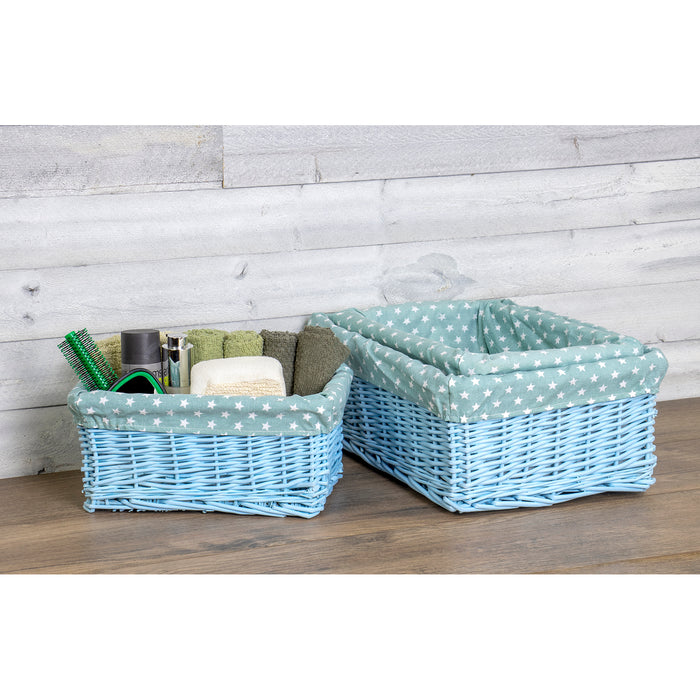 Red Co. Multi-Purpose Rectangular Nesting Blue Basket Set of 3, Storage Containers, Home Organizers