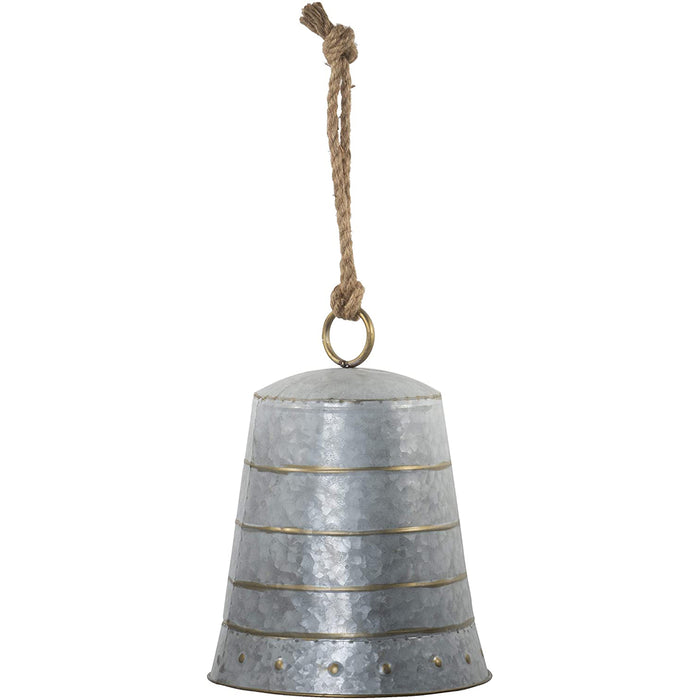 Red Co. Traditional Rustic Galvanized Steel Large Hanging Farmhouse Bell - 11" x 11"