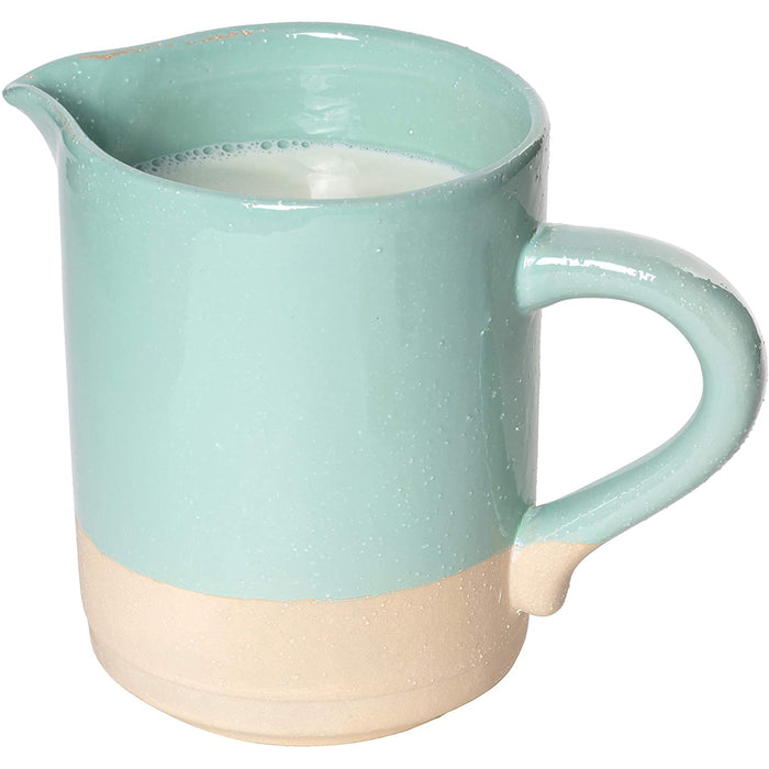 Red Co. Rustic Stoneware Pitcher with Handle in Aqua Matte Glaze - 32 oz. Capacity