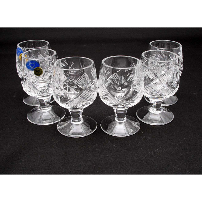 SET of 6 Russian CUT Crystal Shot Glasses on Short Stem 50ml Hand Made