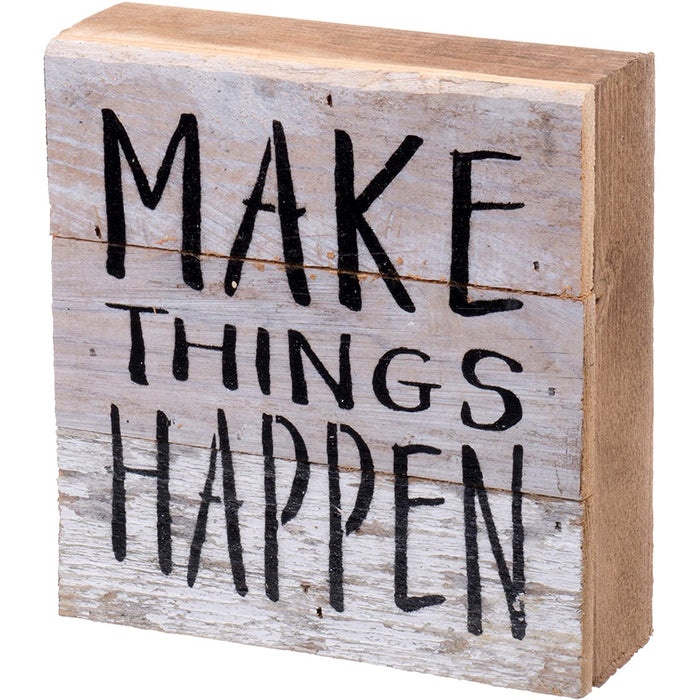 Second Nature By Hand 6x6 Inch Reclaimed Wood Art, Handcrafted Decorative Wall Plaque — Make Things Happen