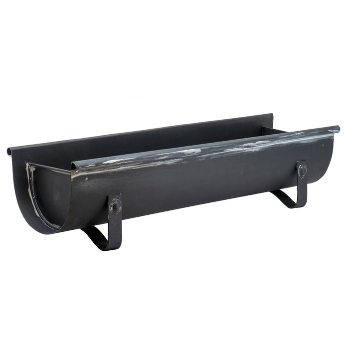 Red Co. Decorative Metal Chicken Feeder Tabletop Planter Tray in Distressed Black Finish, 17-Inch