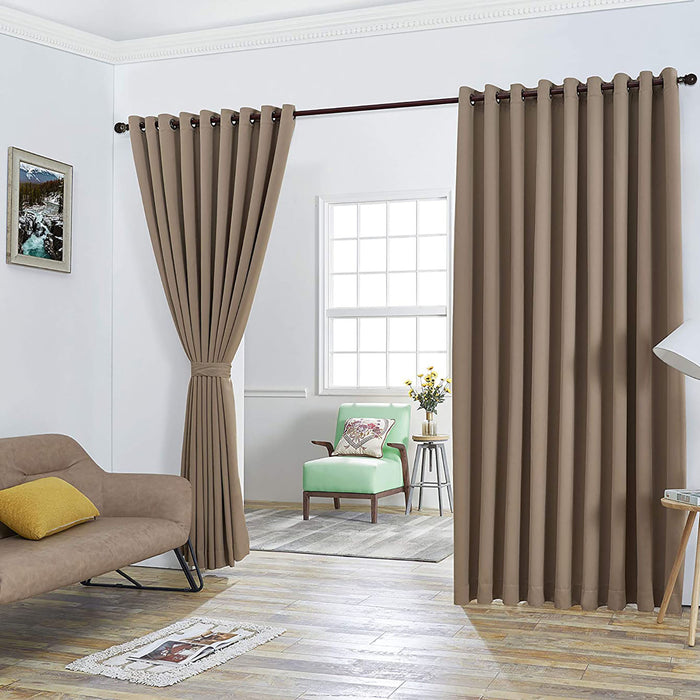 Red Co. Wall to Wall Thermal Blackout Drapes with Grommets and Tiebacks - 2 Panel Set