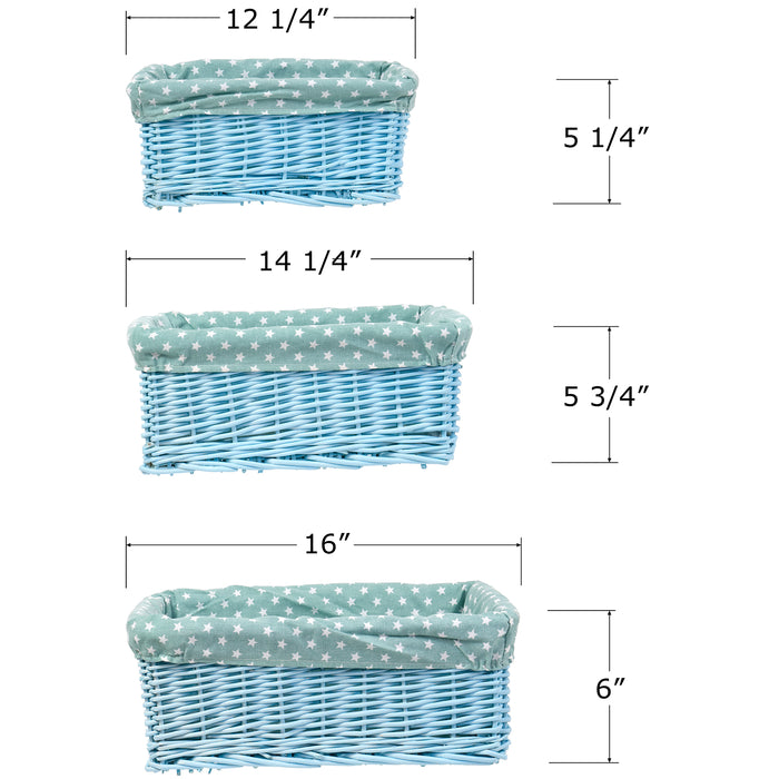 Red Co. Multi-Purpose Rectangular Nesting Blue Basket Set of 3, Storage Containers, Home Organizers