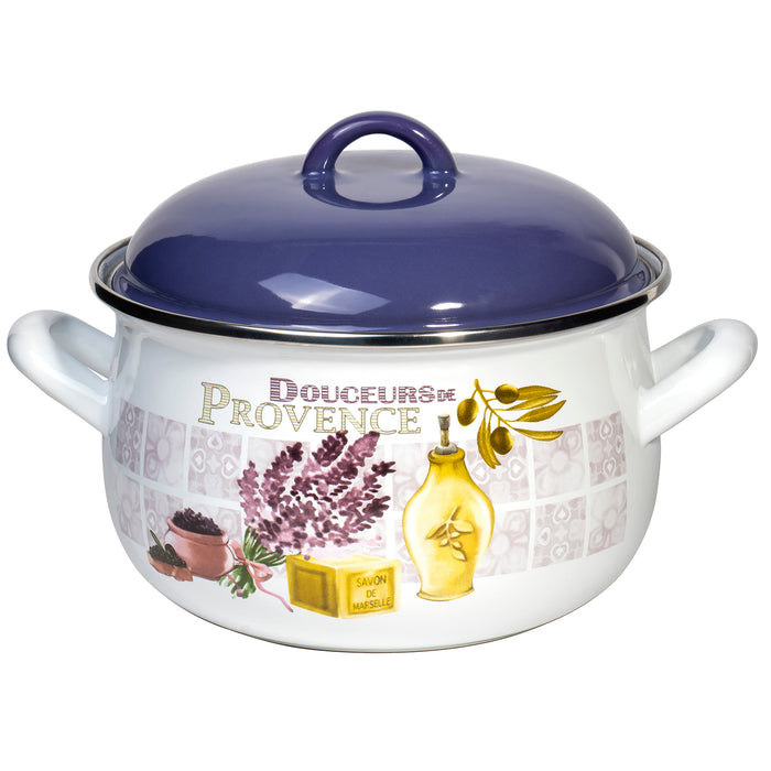 Enamel On Steel Round Covered Stockpot - Pasta Stock Stew Soup Casserole Dish Cooking Pot with Lid