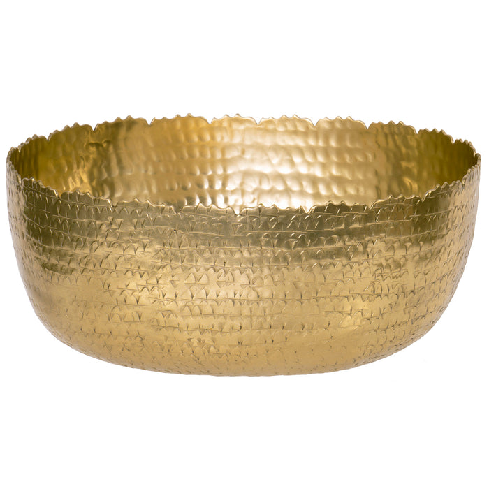 Red Co. Luxurious Gilded Hammered Aluminum Oval Bowl, Metal Decorative Bowl — 11¾" x 9½" x 5"