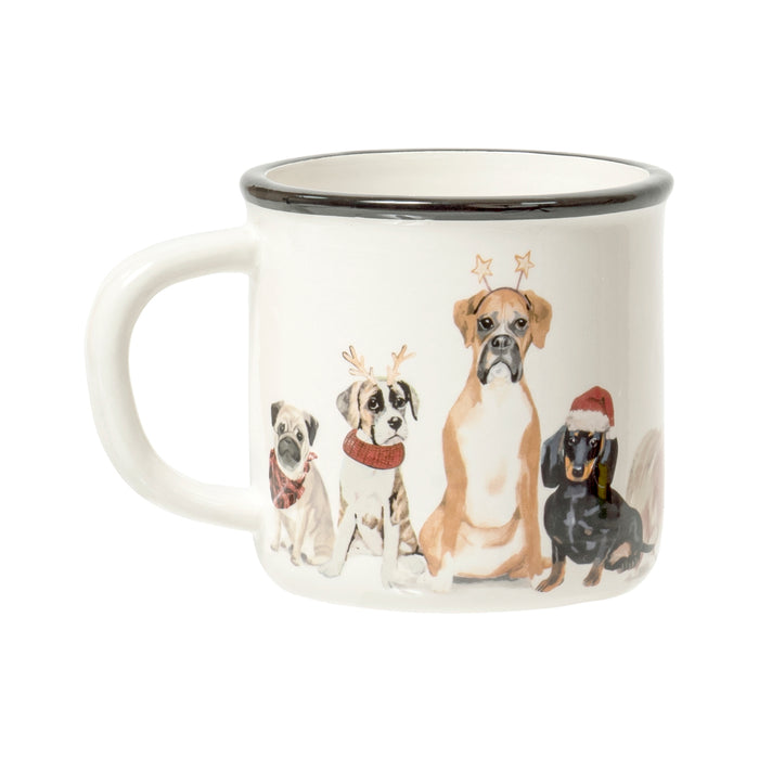 Red Co. Dog Gone Dolomite Ceramic Stoneware Coffee Tea Mug Cup, White/Black Rim, 17 Ounces – Single Mug