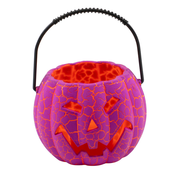 Halloween Mini Trick or Treat Pumpkin Candy Bucket for Children with Flashing Light and Evil Laugh Sound, 3.5" H - 2 Pack