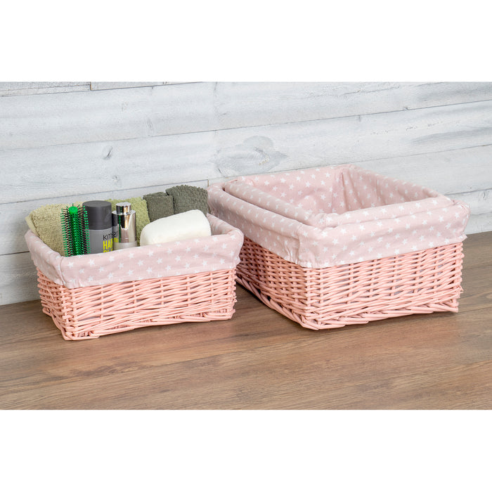 Red Co. Multi-Purpose Rectangular Nesting Pink Basket Set of 3, Storage Containers, Home Organizers