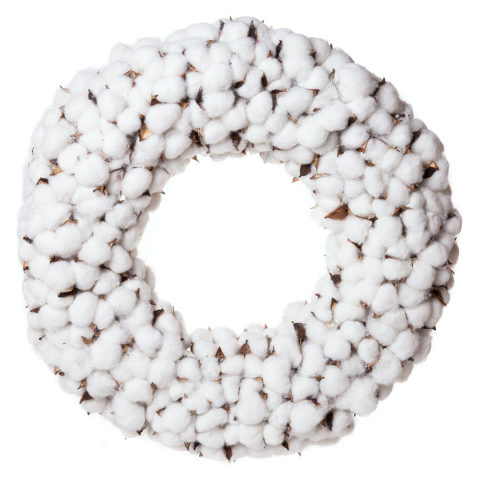 Red Co. Farmhouse White Cotton Burst Wreath Extra Full - Home Décor 19" Dia