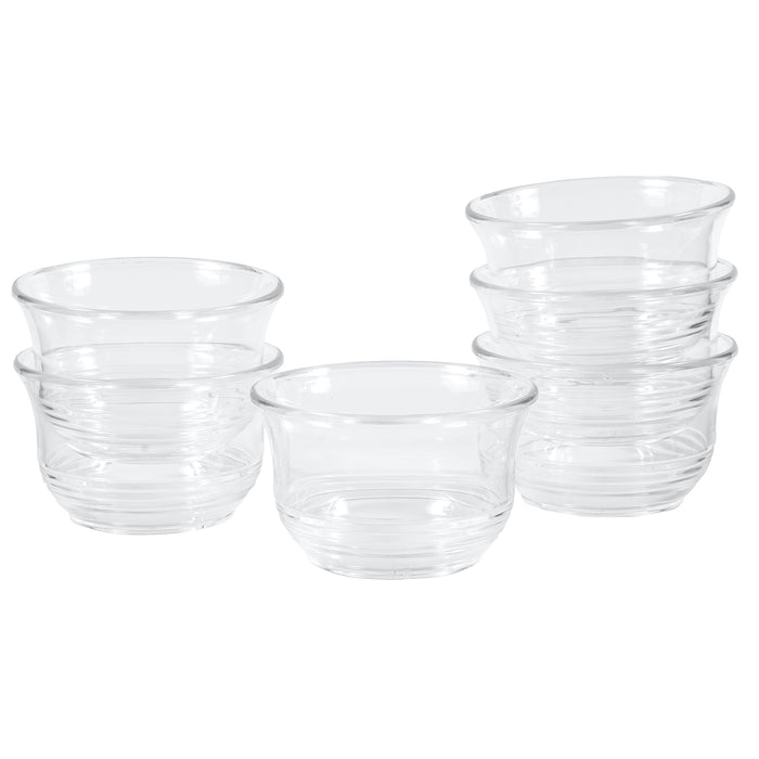 Red Co. Small Clear Polystyrene Ribbed Base Multipurpose Prep and Serving Bowls, 4.25" x 2.5" - 11 Ounce, Set of 6 - Made in USA