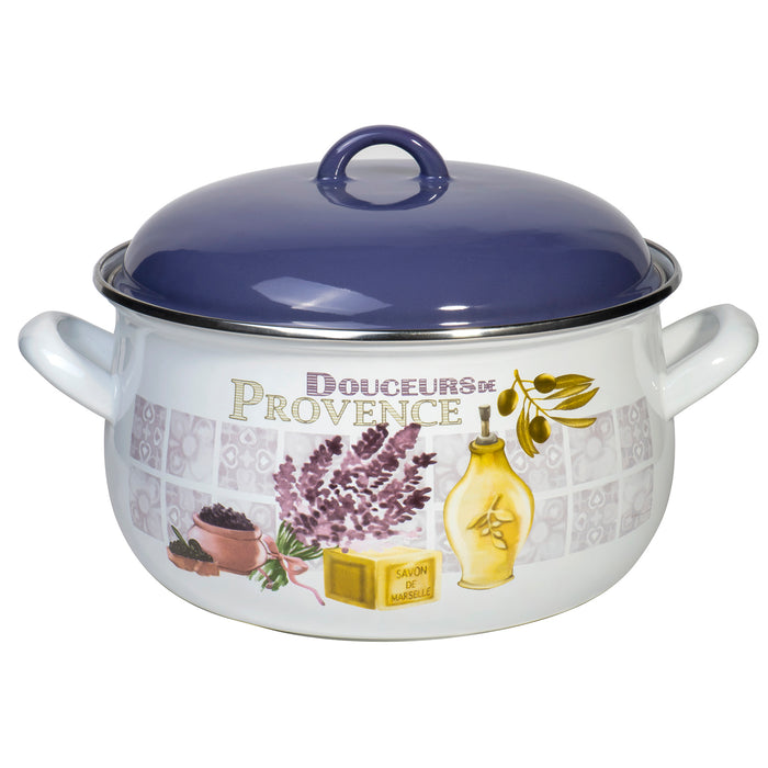 Enamel On Steel Round Covered Stockpot - Pasta Stock Stew Soup Casserole Dish Cooking Pot with Lid