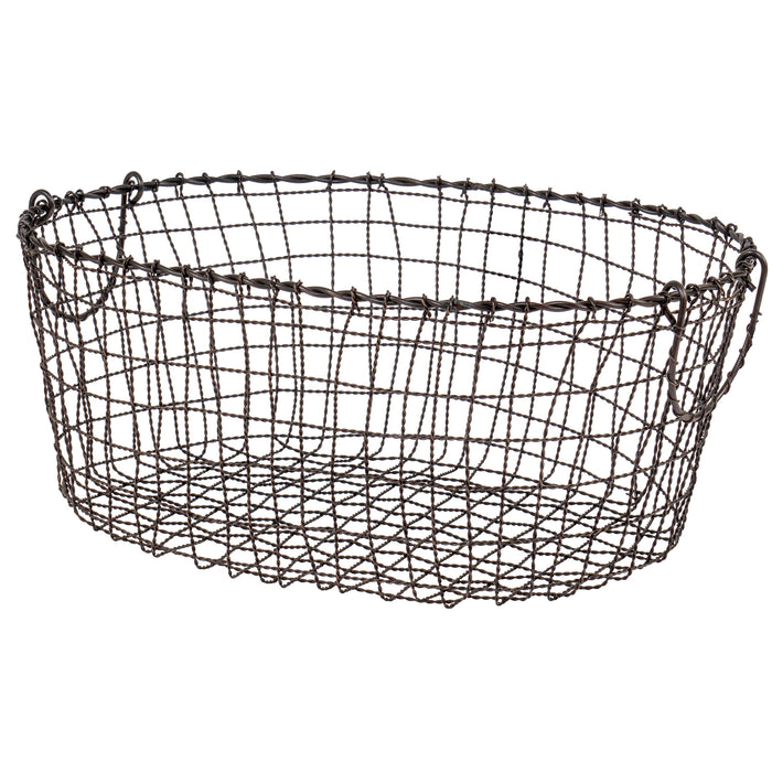 Red Co. Oval Black Metal Fruit Basket Multi Purpose Kitchen Home Organizer Bin with Handles