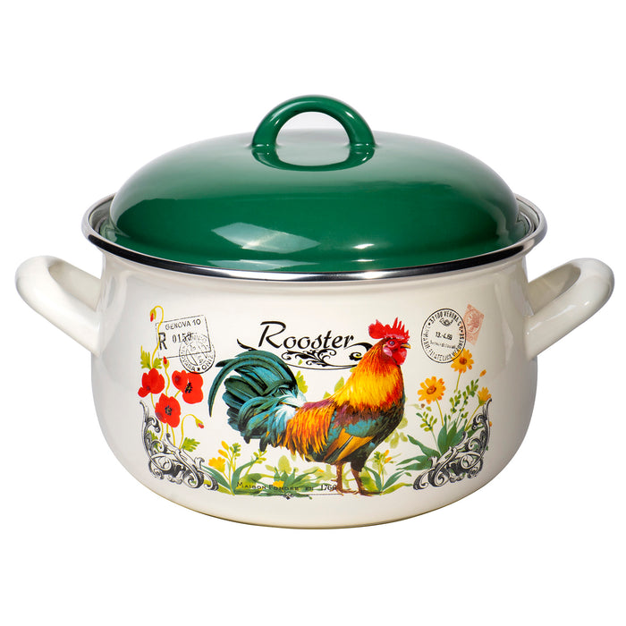 Enamel On Steel Round Covered Stockpot - Pasta Stock Stew Soup Casserole Dish Cooking Pot with Lid