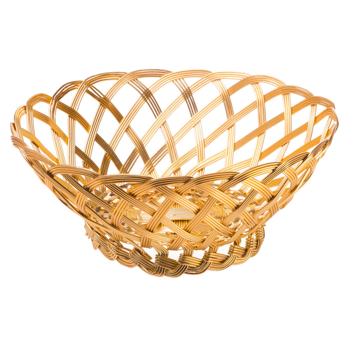 Red Co. Gilded Aluminum Woven Bowl, Catch-All Storage Basket, Large, 10-inch