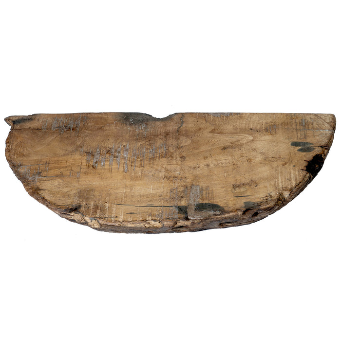 Hand Crafted Industrial | Reclaimed Pulley | Half Round Wood Shelf - 19.75 inches