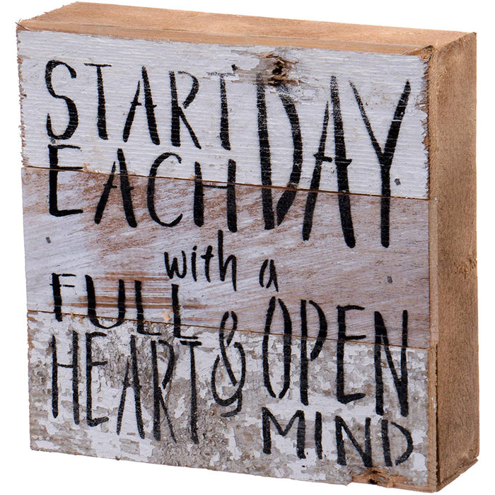 Second Nature By Hand Full Heart Open Mind - Reclaimed Pallet Wood Wall Art, Handcrafted Decorative Plaque, 6" x 6"