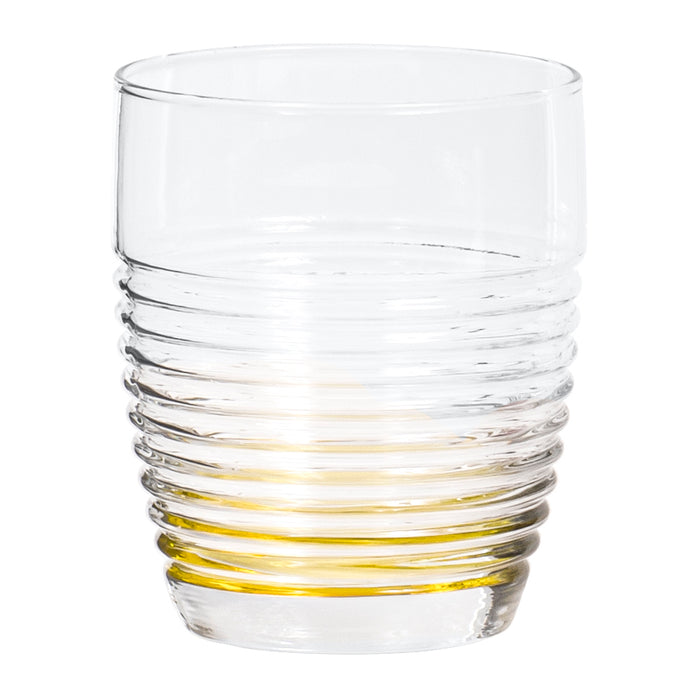 Red Co. Clear Multi Colored Base Ribbed Surface Tumbler Drinking Glass for Water, Juice, Beer, Whiskey, and Cocktails, 10 Ounce - Set of 6