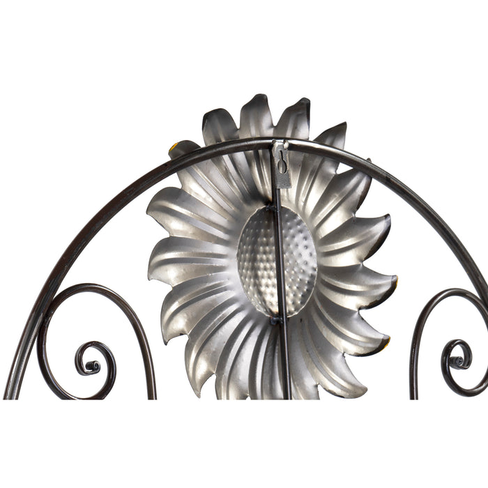 Red Co. Metal Sunflower Welcome Sign Wall Decoration with Planter Pots for Home and Garden Indoor Outdoor