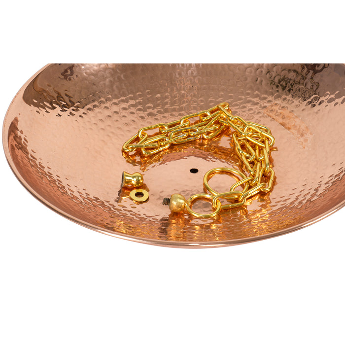 Red Co. 11” Decorative Hammered Pure Copper Rain Chain Anchoring Basin Bowl with Hanger